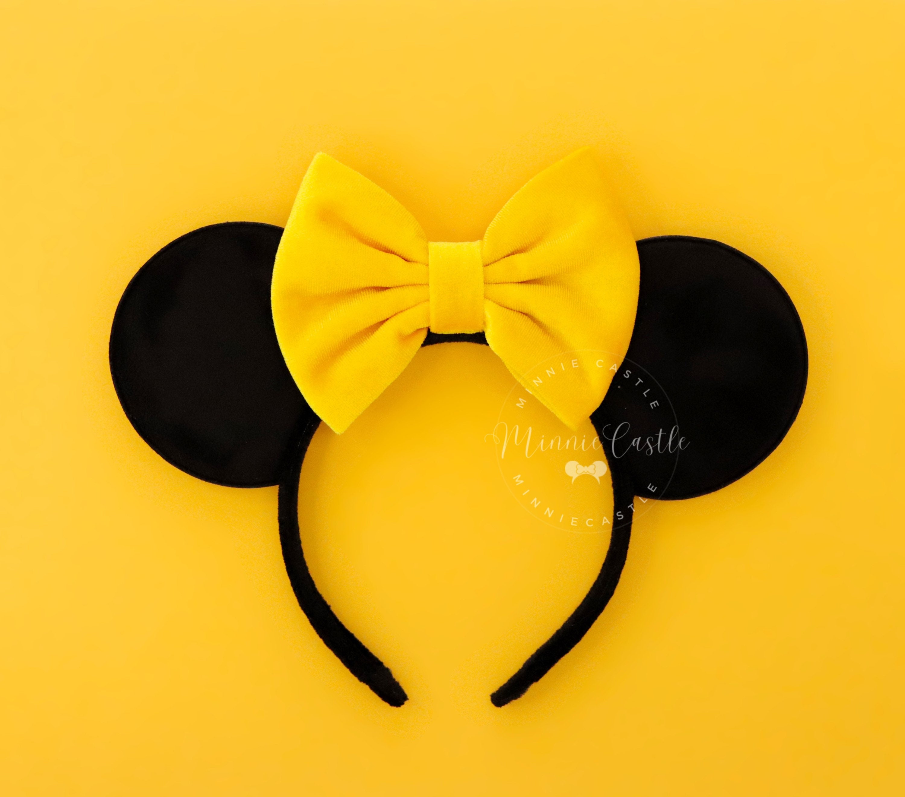 Yellow Quilted minnie Mouse Ear Headband with Bow New Mickey and Minnie Mouse Gold “Create Your Own” Ear  main image 3