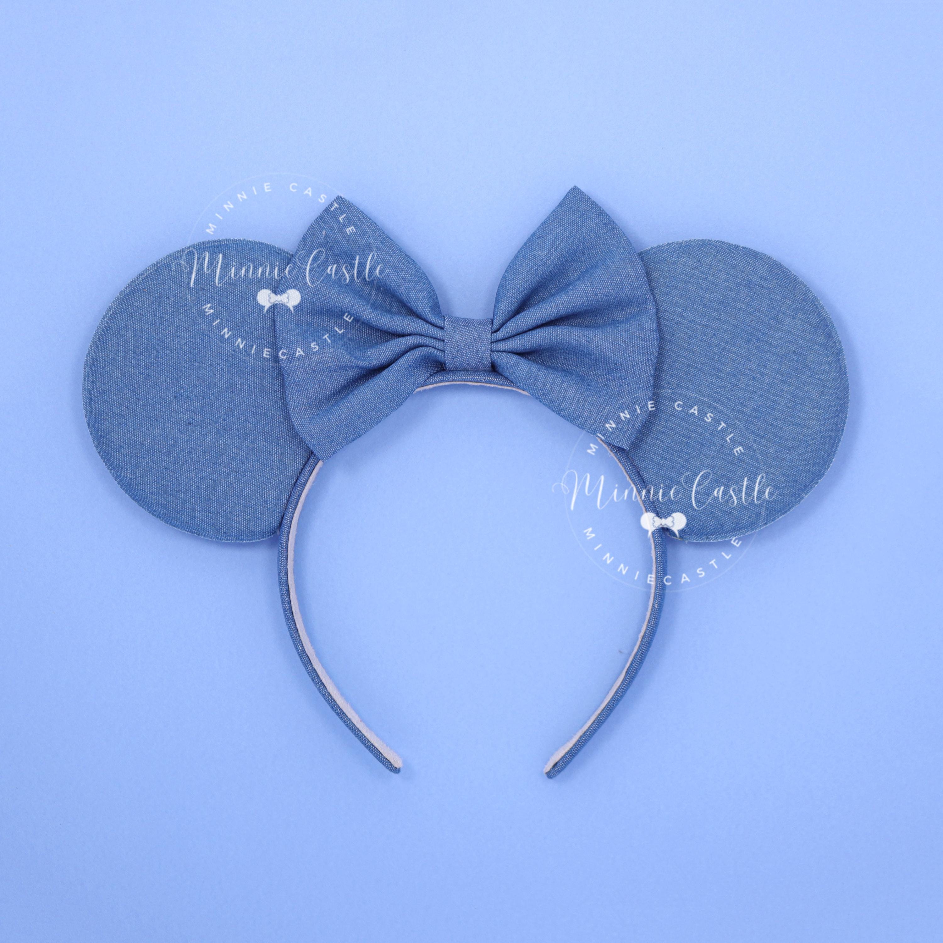 NWT Disney Parks Denim Bow Mickey Minnie Ears Headband Blue Minnie Ears Timeless Flower WDW DisneyParks Daisy Bow Blue  main image 2