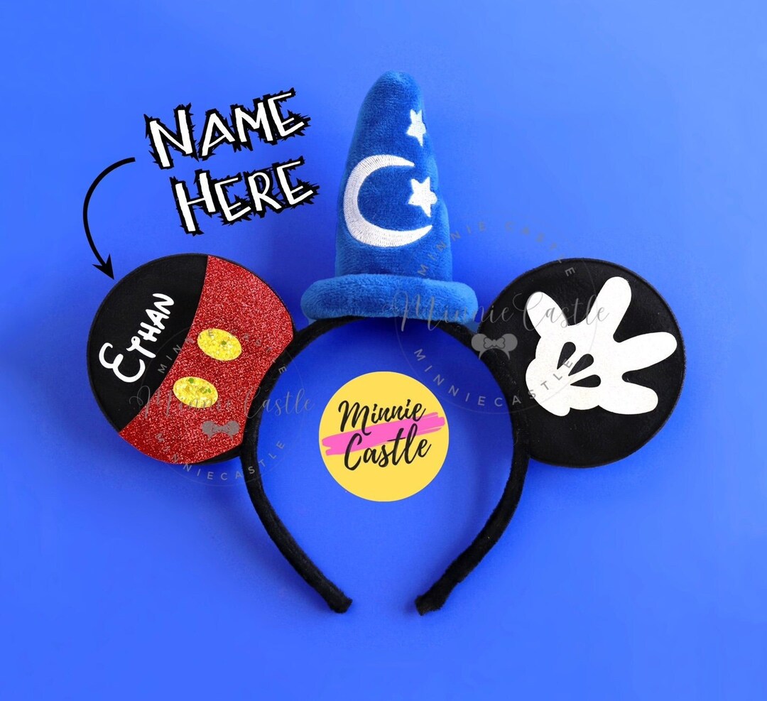 Sorcerer Mickey Ears, Boy Mouse Ears With Name, Mickey Ears, Boy Mickey
