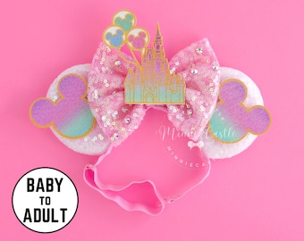 Castle Balloons Mouse Ears Elastic Headband for Baby Toddler to adults | Theme Park Mouse Ears