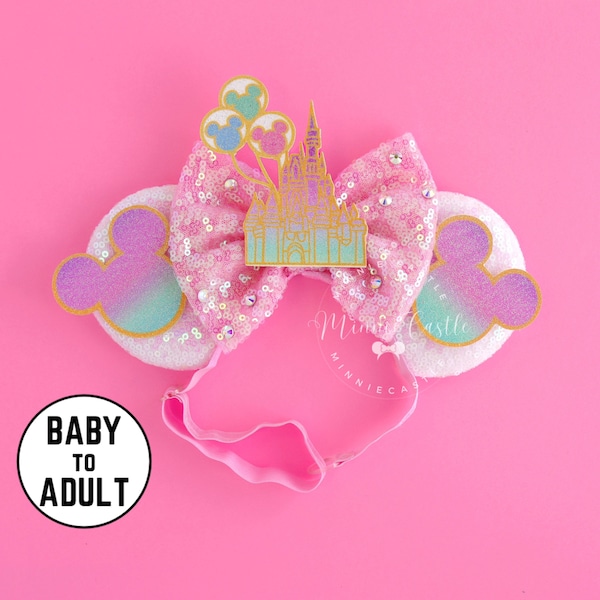 Castle Balloons Mouse Ears Elastic Headband for Baby Toddler to adults | Theme Park Mouse Ears