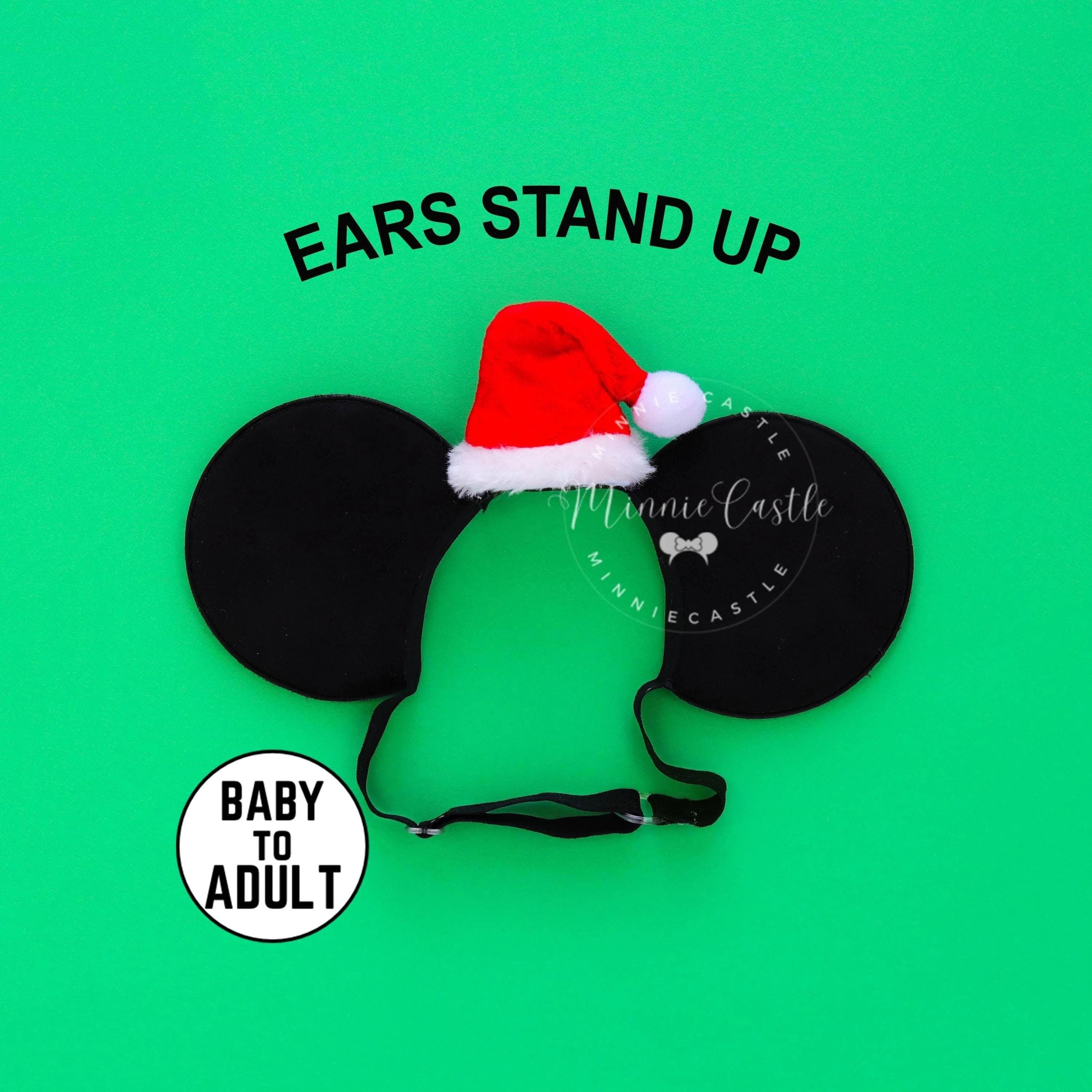 Santa Hat Ears, Christmas  Mickey Ears for Baby Boys, Man Mickey Ear, Red or Green Mouse Ear, Stretch Elastic Headband, Minnie Ears Gift