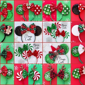 Christmas Ears, Mickey Ears, Christmas  Mickey Ears, Christmas Minnie Ears, Holiday Mouse Ears, Peppermint Ears, Antlers Ears, Snowflake Ear