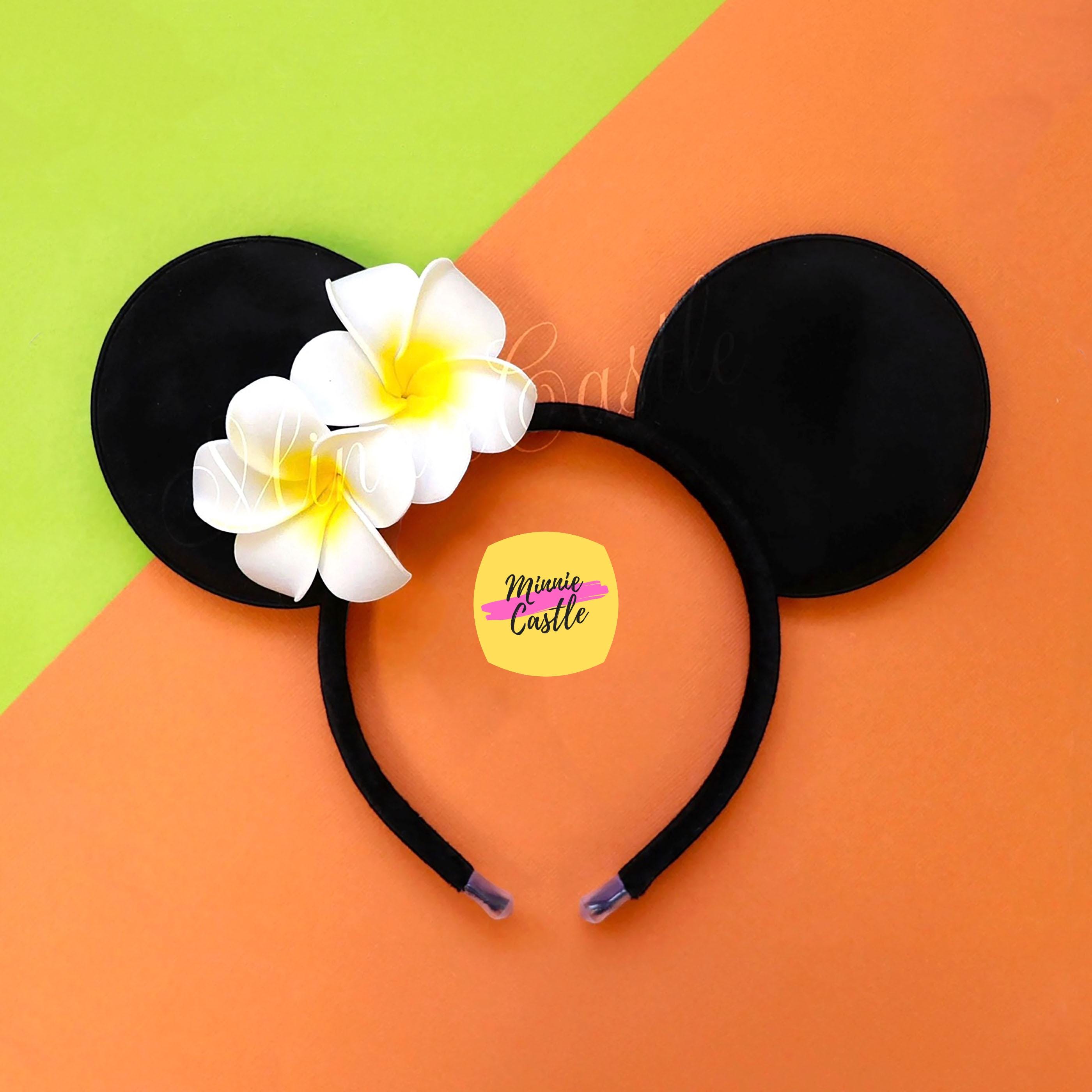 Tropical Plumeria Mickey Ears: Hawaiian Mouse Ears Headband  display picture 3