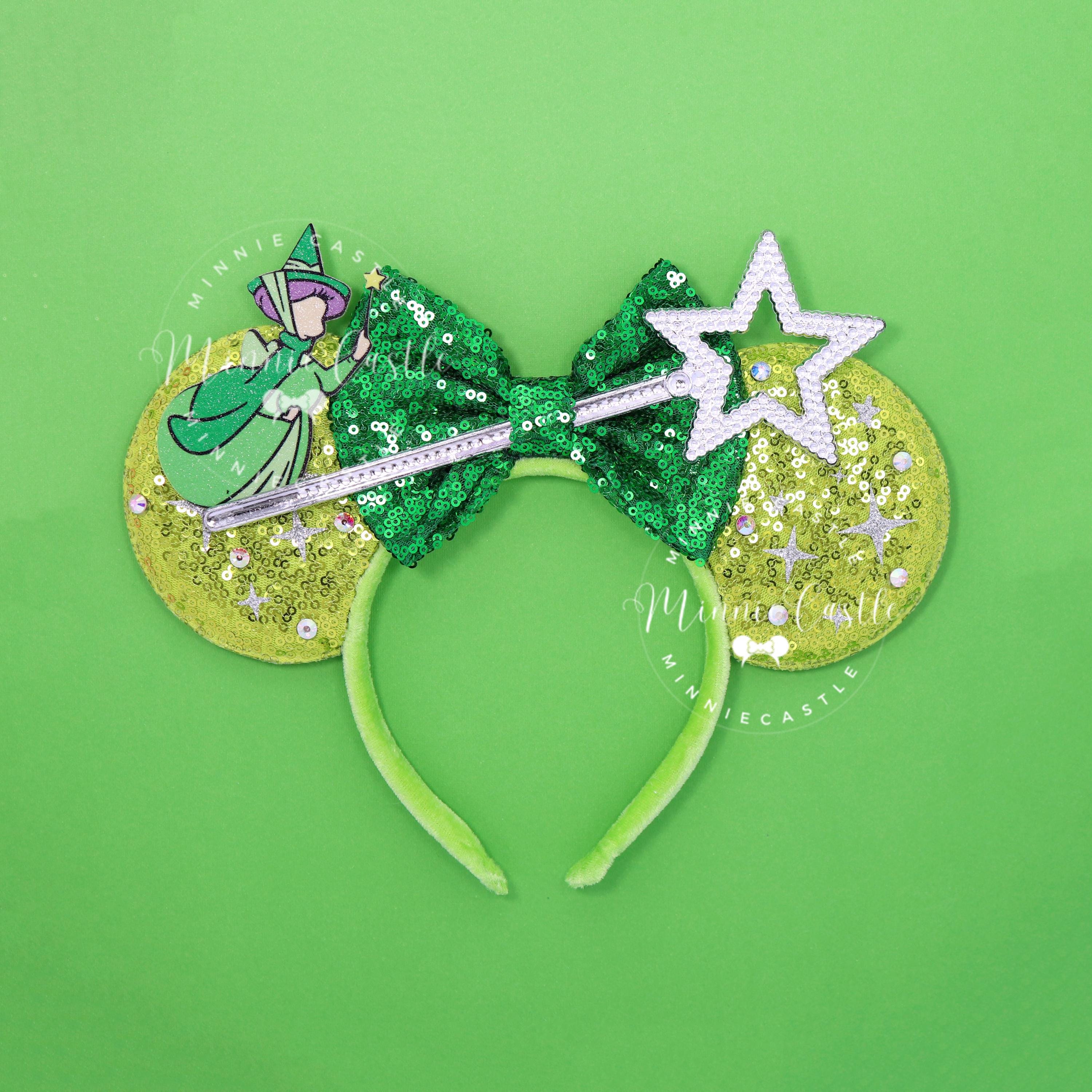 EARrational Princess Green Mickey Ears Fully bedazzled with Green Rhinestones Forest Green Holiday Pearls Mickey Ears - Christmas Mickey  main image 2