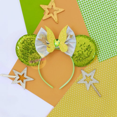 Tinker Fairy Bell Mickey Ear, Princess Minnie Ears, Mickey Ears, Minnie Ears, Yellow and Green Ears, Mouse Ears Headband, Characters Ears