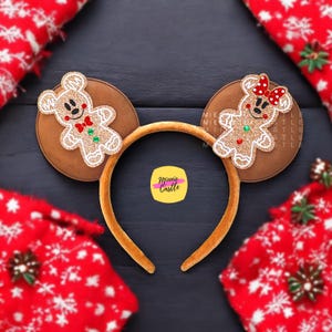 Christmas Gingerbread Mouse Ears No Bow | Brown Velvet Headband for Men Boys