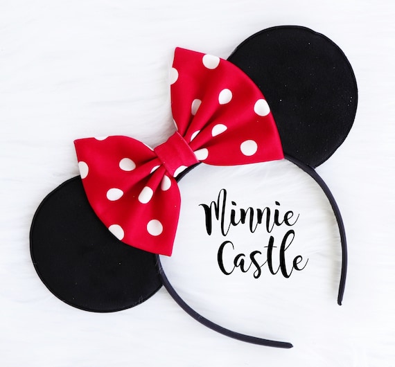 Mickey Ears, Red White Polka Dots Mouse Ears, Minnie Ears  display picture 3