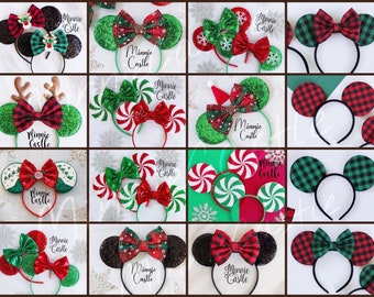 Minnie ears, Christmas Mickey ears, Mickey ears, Christmas ears, Christmas Minnie ears, Mouse ears, holiday ears, Christmas gift, Mickey fan