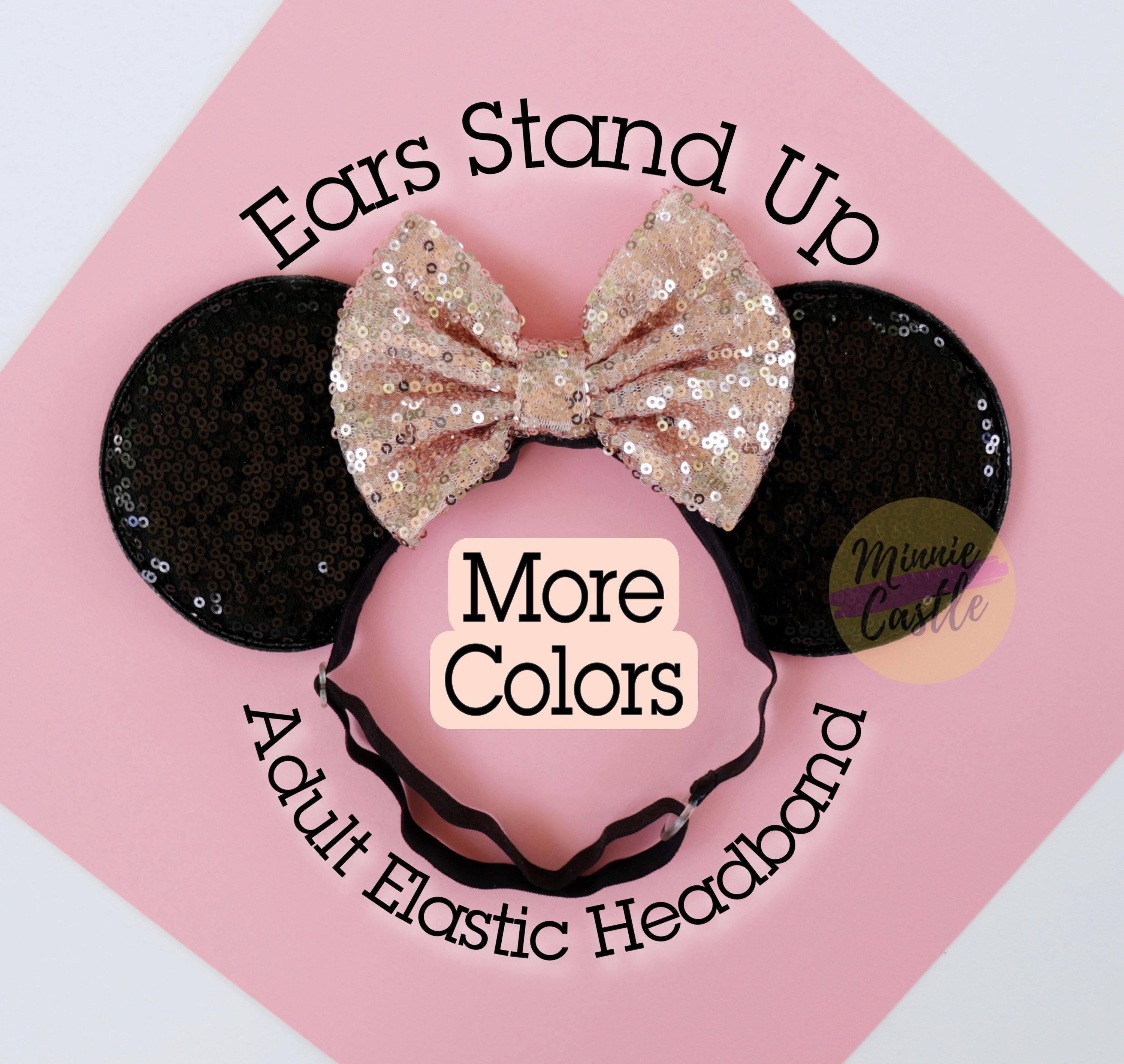 BEST Price Guaranteed 3 pcs Minnie Mickey Ears Headbands Sparkly Black