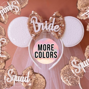 Bride Minnie mouse ears, Bride ears, Minnie ears, Bride Mickey ears headband, Mickey ears, wedding ears