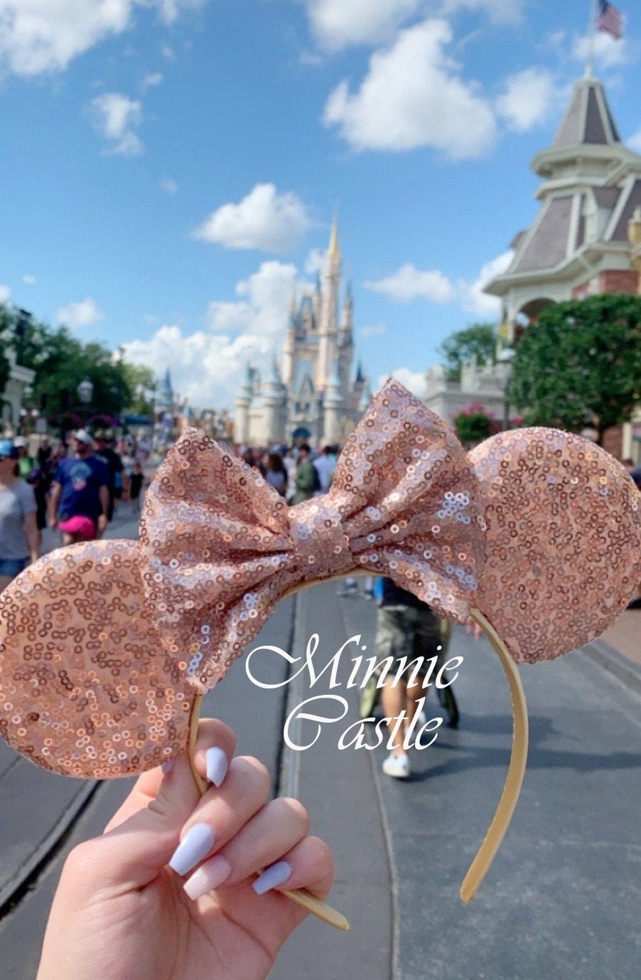 Disney Parks Exclusive - Diadema con orejas de Minnie Mickey - Oro rosa :  : Belleza