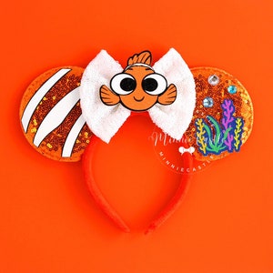 Nemo Ears, Nemo Mickey Ears, Finding Fish Mouse Ears, Minnie ears, Dory Minnie Ears, Nemo Ears, Mouse ears headband, Mickey Ears Nemo / Full Design