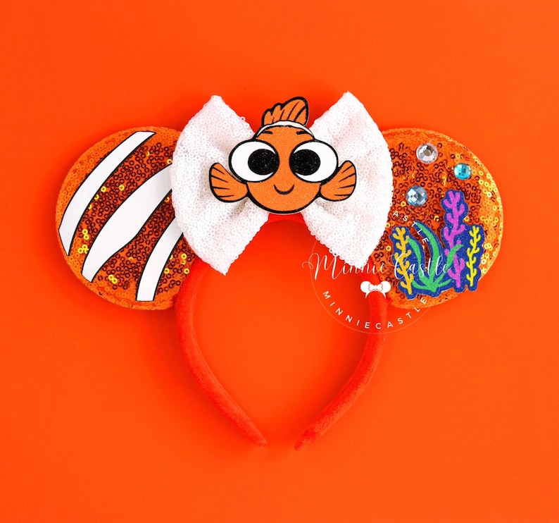 Nemo Ears, Nemo Mickey Ears, Finding Fish Mouse Ears, Minnie ears, Dory Minnie Ears, Nemo Ears, Mouse ears headband, Mickey Ears Nemo / Full Design