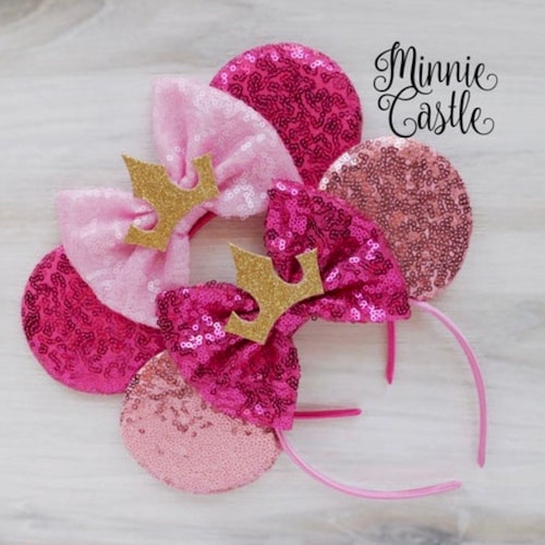 Princess Aurora Minnie Mouse Ears, Aurora Mickey Ears, Aurora Disney Mouse Ears Headband, Sleeping beauty costume ears, Pink Aurora, Blue