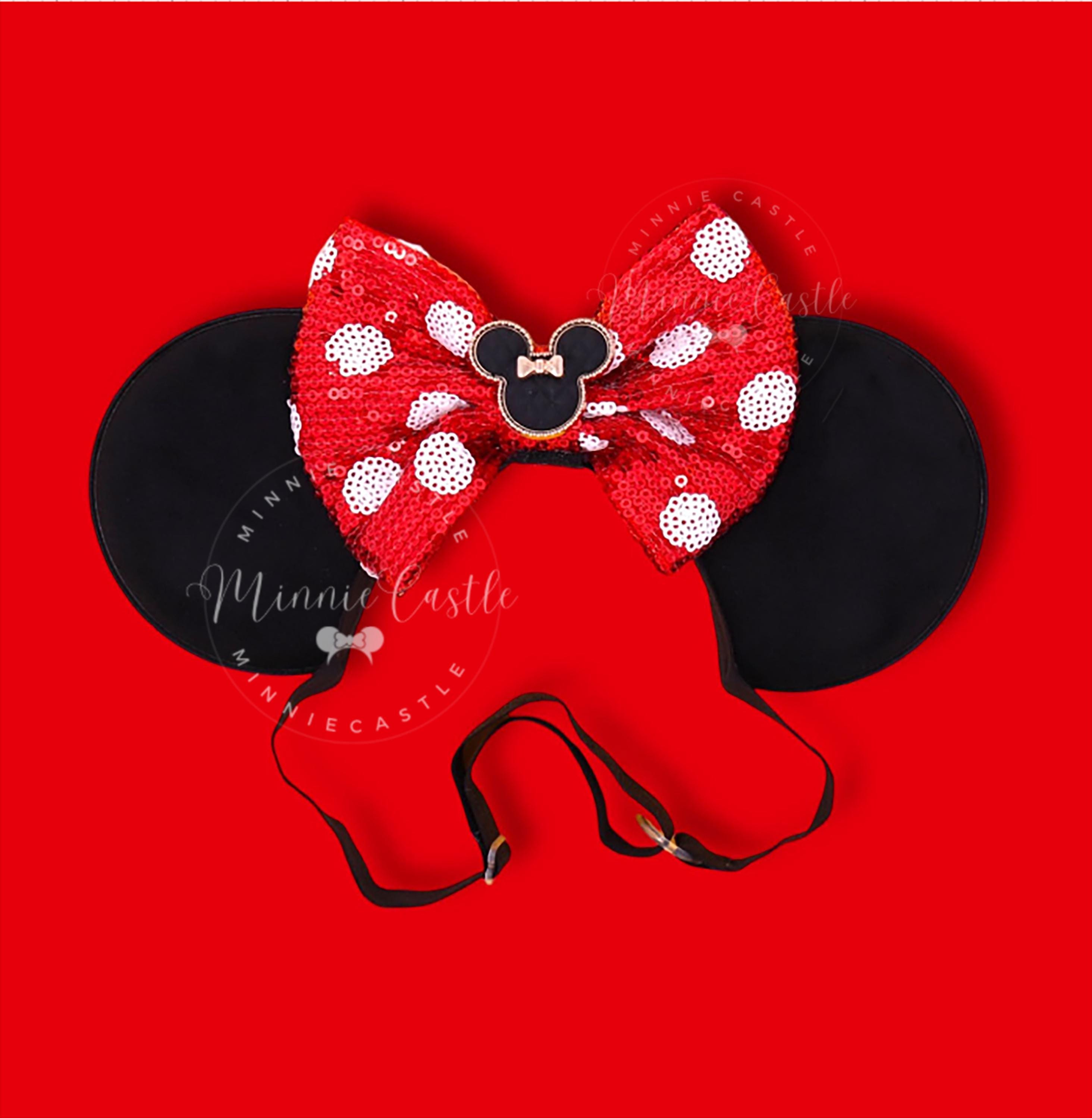 Minnie Classic Ears, Personalized Mickey Ear, Red White 