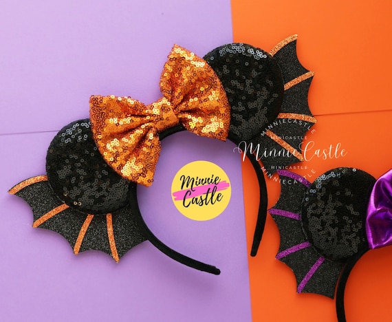 Minnie Mouse Ears Headband: Halloween Spiders and Bats Bat Wings Mickey Ears, Halloween Mickey Ears, Halloween Ears  main image 3