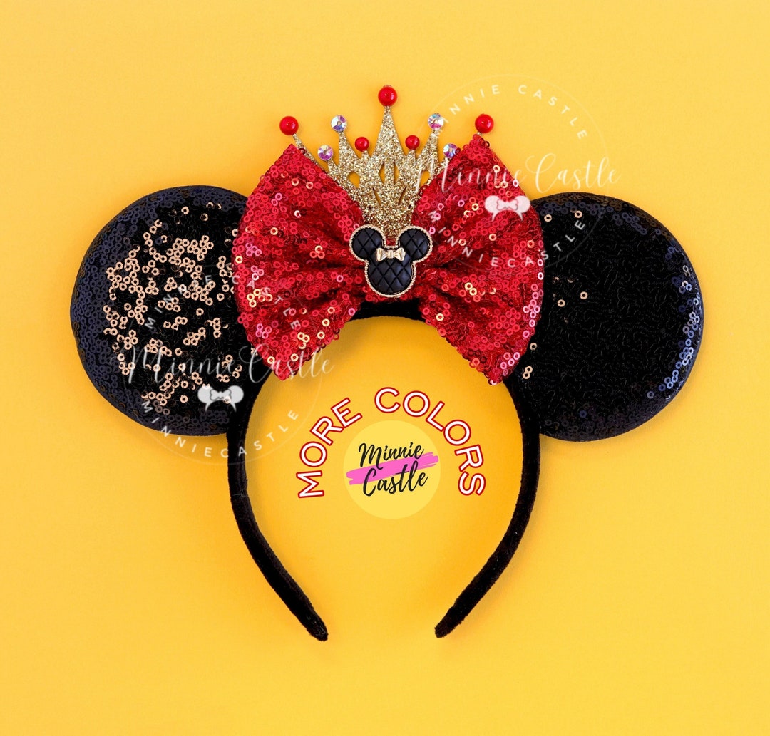 NWT RARE Christmas Light up Disney Ears Adult Mickey Mouse Headband Black Gold bj15957.jpg main image 3