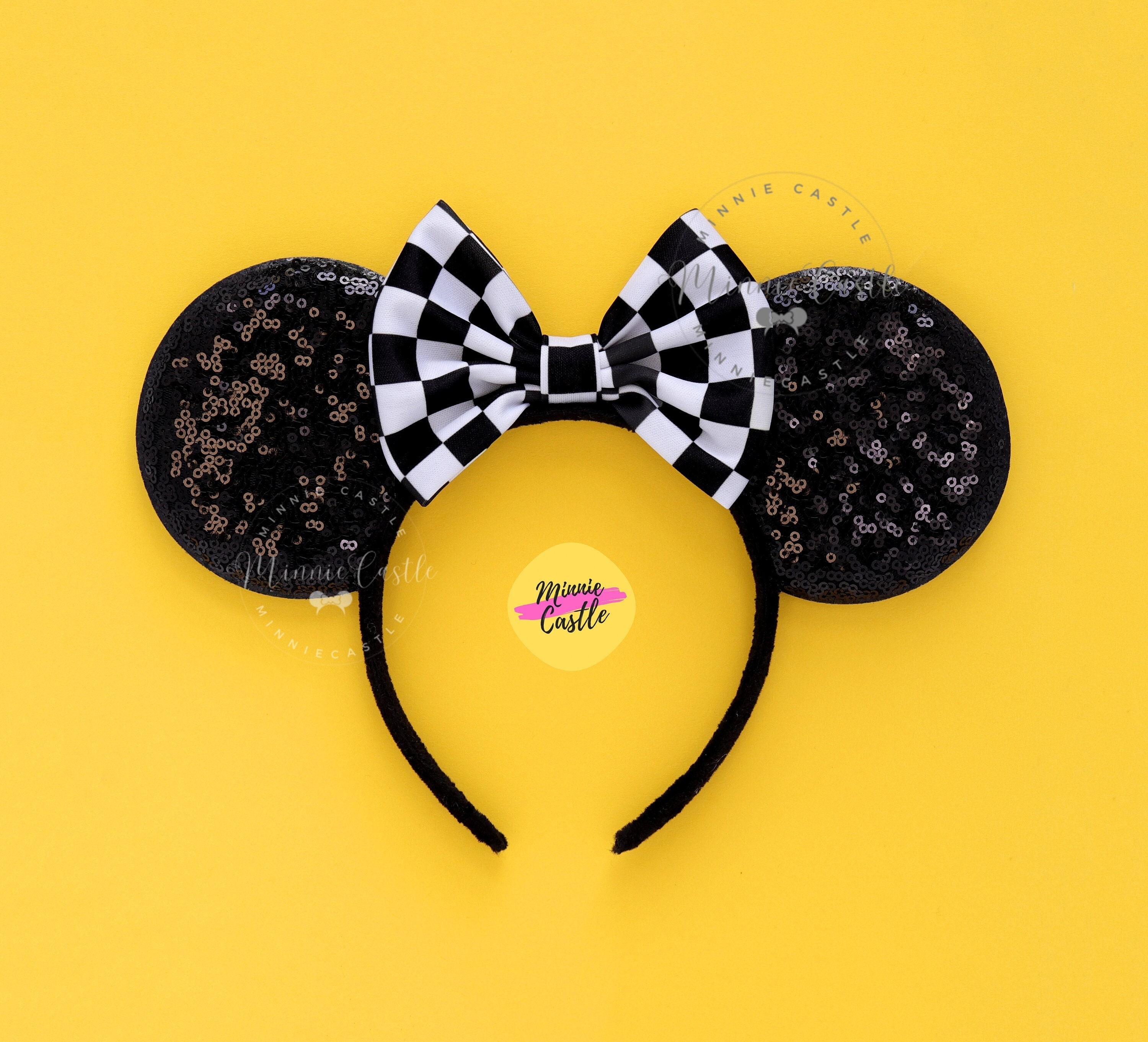 Mouse Ears Black White Checkered Headband Mickey Minnie  display picture 1