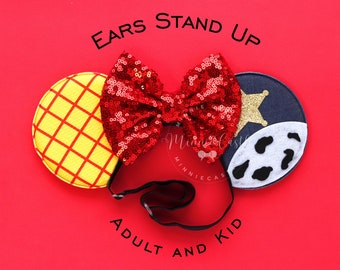 Woody Ears, Mickey Ears, Toy Cowboy Mouse ears, Woody Mickey Ears, Adult Mickey Ears, Minnie Ears, Mouse Ears with Elastic Headband