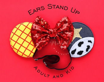 Woody Ears, Mickey Ears, Toy Cowboy Mouse ears, Woody Mickey Ears, Adult Mickey Ears, Minnie Ears, Mouse Ears with Elastic Headband