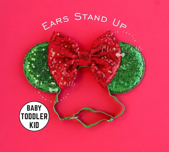 Christmas Minnie Ears, Baby Mickey Ears, Red and Green  display picture 1