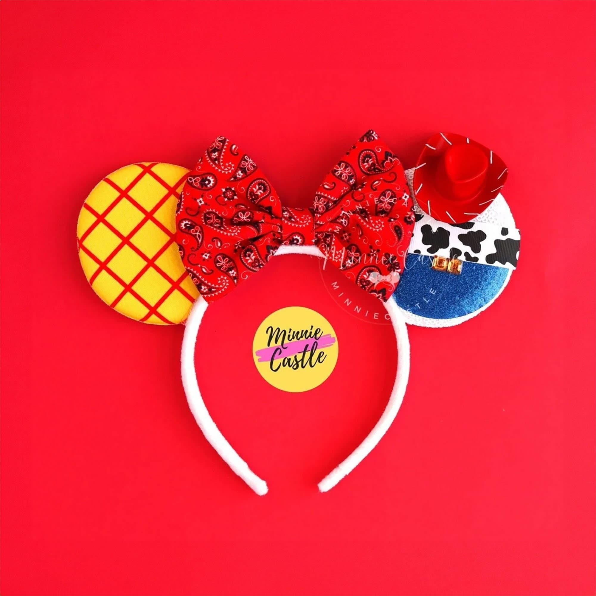 Disney ears sherrif Cow girl Jessie Minnie Ear Headband with Red Hat Jessie Hat Mickey Ears - Mouse Ears Headband – Little Ears  main image 4
