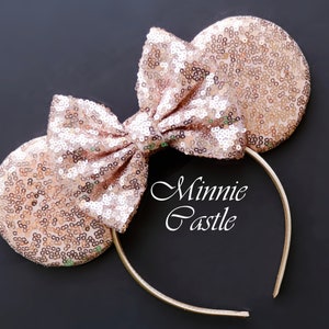 Rose gold Mickey ears, Mouse ears, Minnie ears, Rose Gold Mouse Ears, Mouse Ears Headband, Rose Gold Ears, Sequin Mouse Ears, Mickey Ears