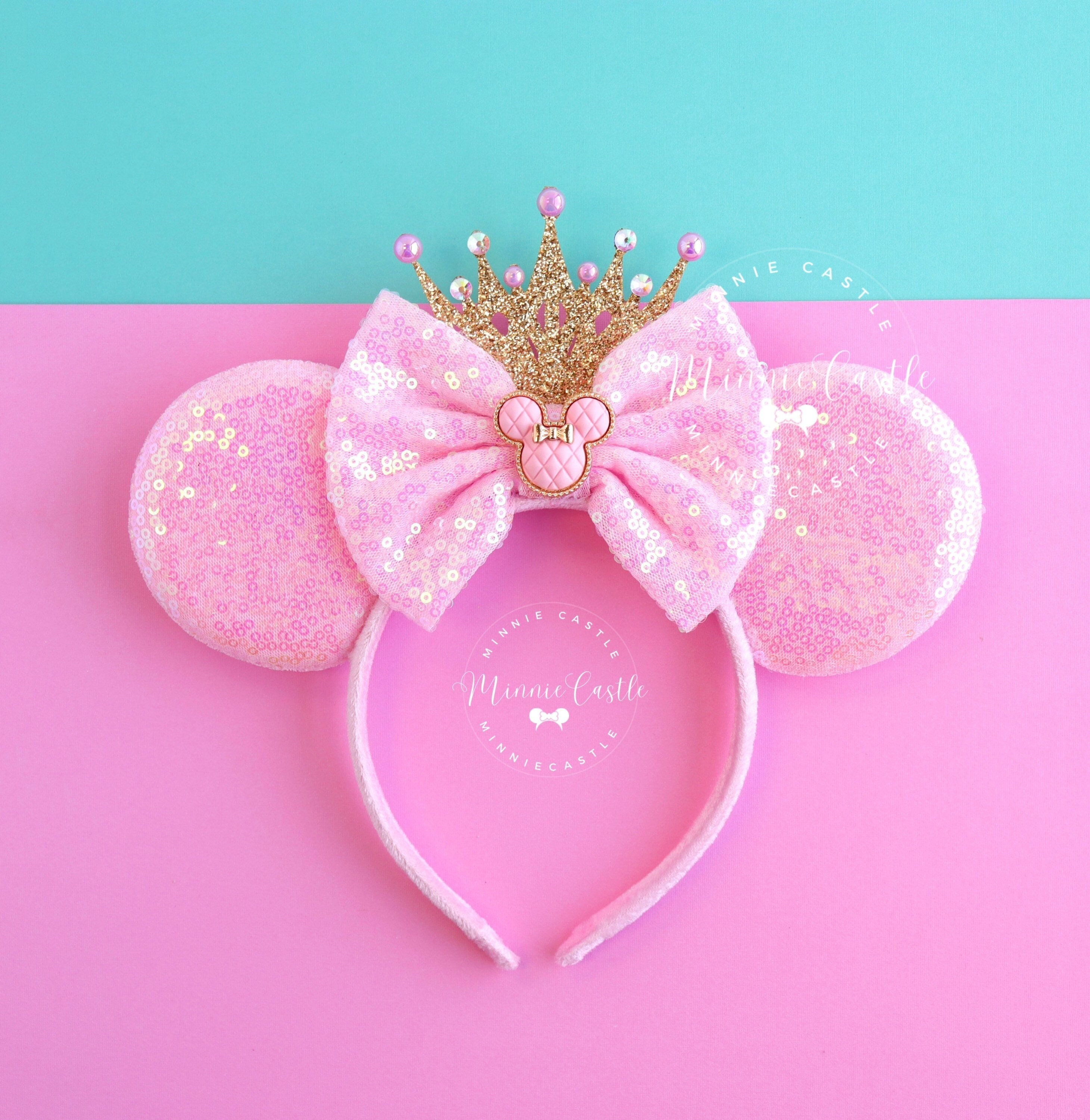 2024 Disneyland Mickey Mouse Ears Castle Glitter Pink Headband NWT NWT 2025 Walt Disney World Castle Fireworks Purple Minnie  main image 2