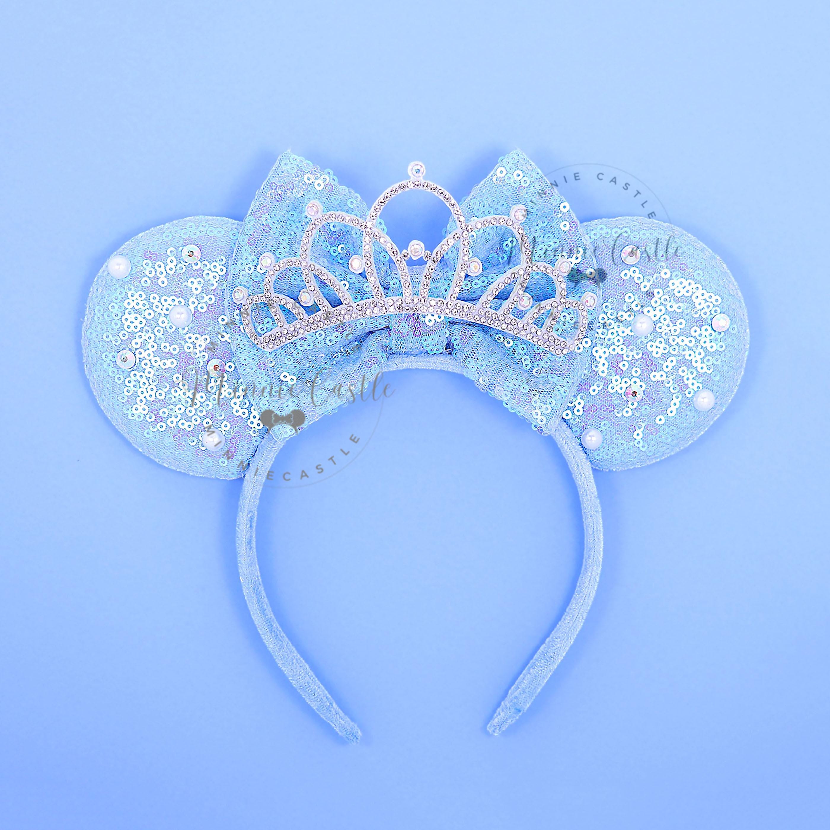 Disney Pink Sequin Mouse Ear Headband with Silver Tiara Disney Parks Tiara Edition Princess Crown Pink Sequin  main image 2