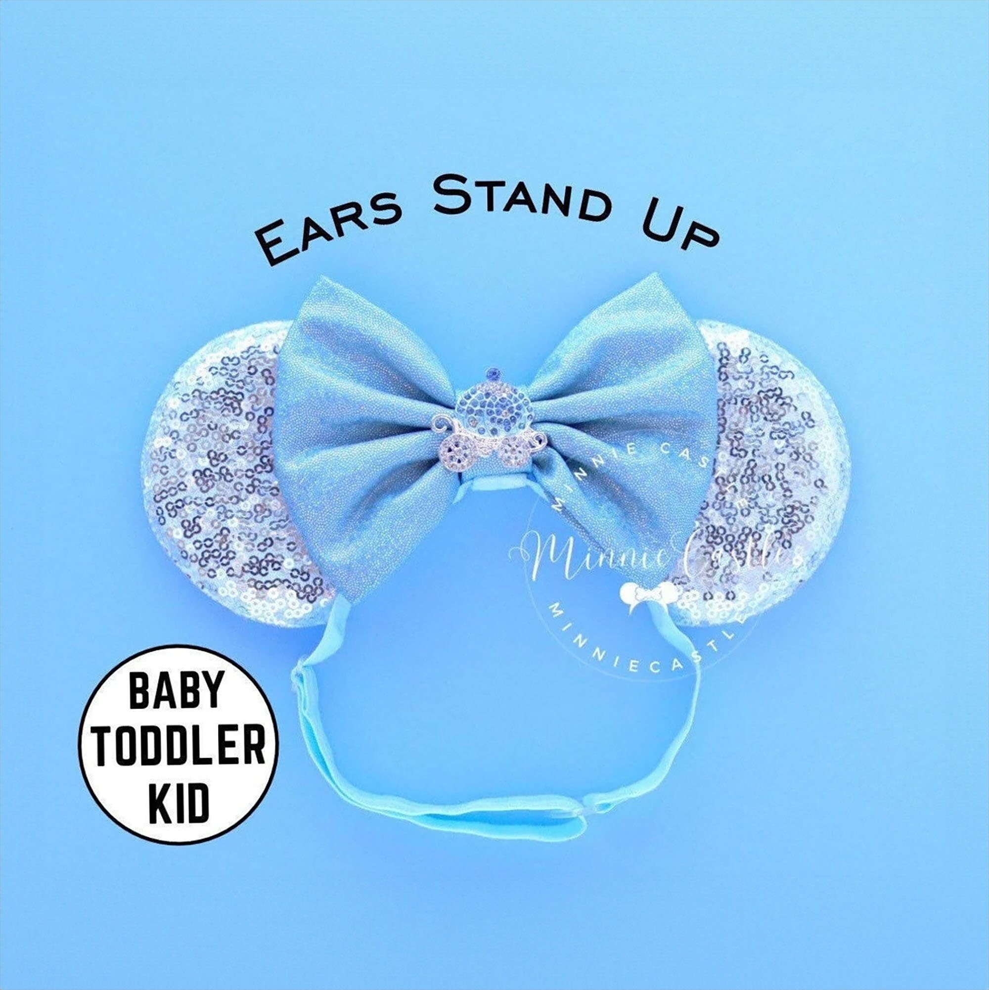 Disney Rhinestone Ears Blue Bow Handmade Blue Sparkle Mickey Ears - Etsy main image 4
