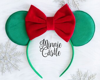 Christmas Minnie ears, Christmas ears, Christmas Mickey ears, Winter Minnie ears, Christmas Disney ears, holiday ears, Minnie ears