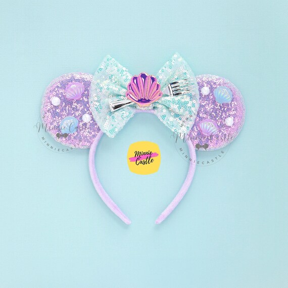 Mermaid Mouse Ears With Fork | Seashell Pearl Lavender  display picture 2