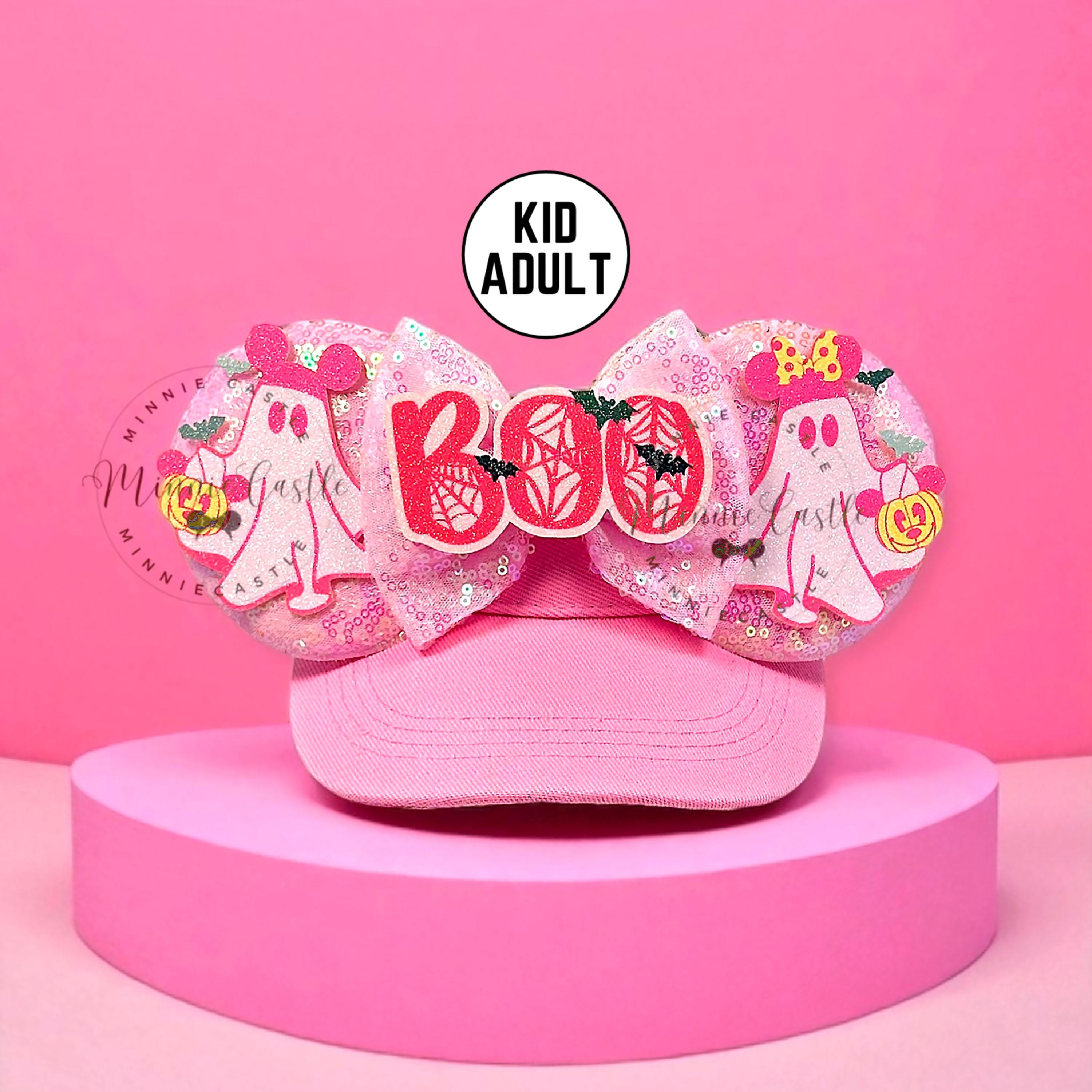 Pink Ghost Mickey Visor: Halloween Spooky Mouse Ears Cap by Minnie