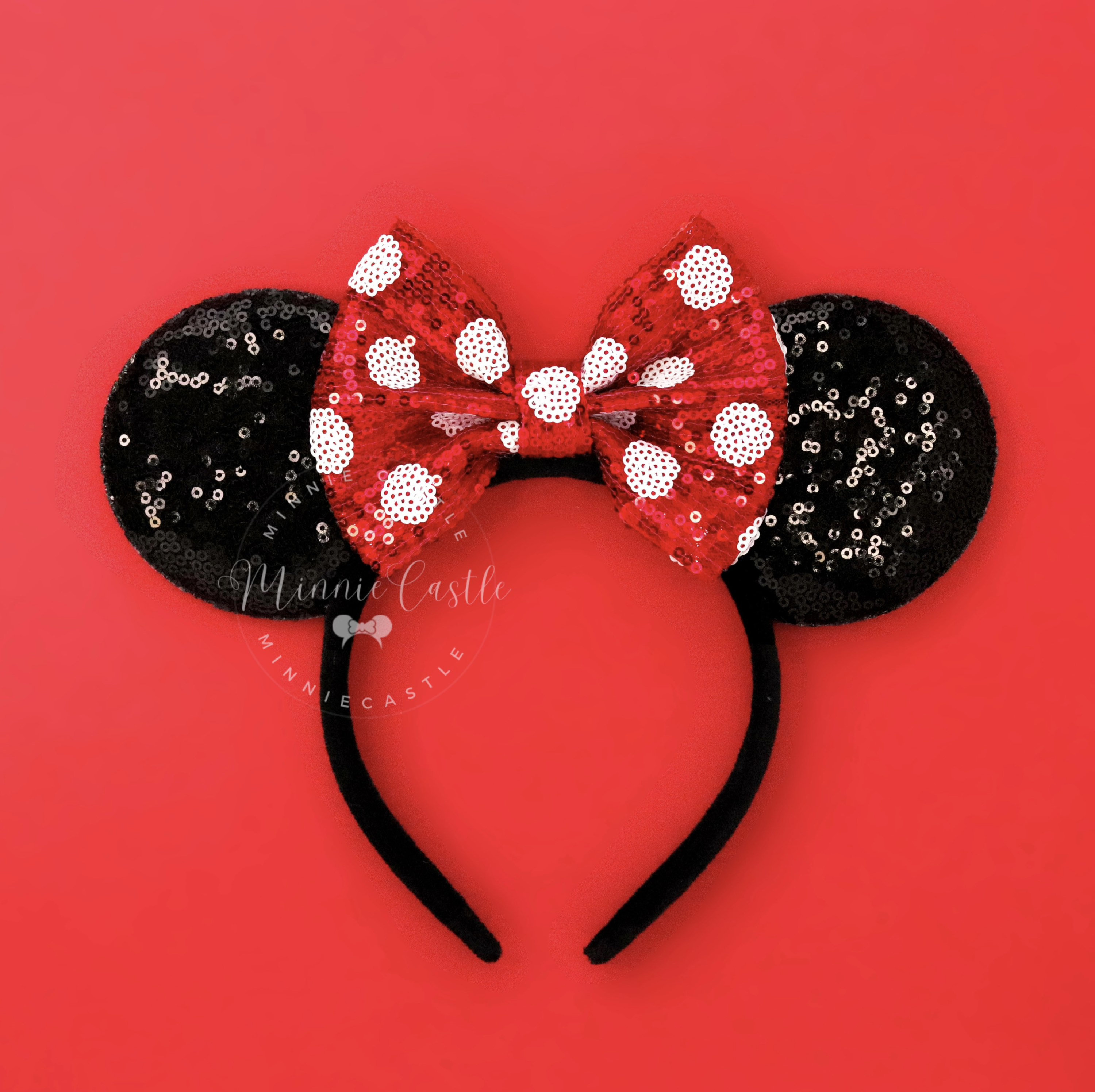 Women\'s Red Casual Handmade Polka Dot Bow Mickey Mouse Headband Disney. Parks Polka Dot Red Bow Minnie Mickey Mouse Black  main image 2