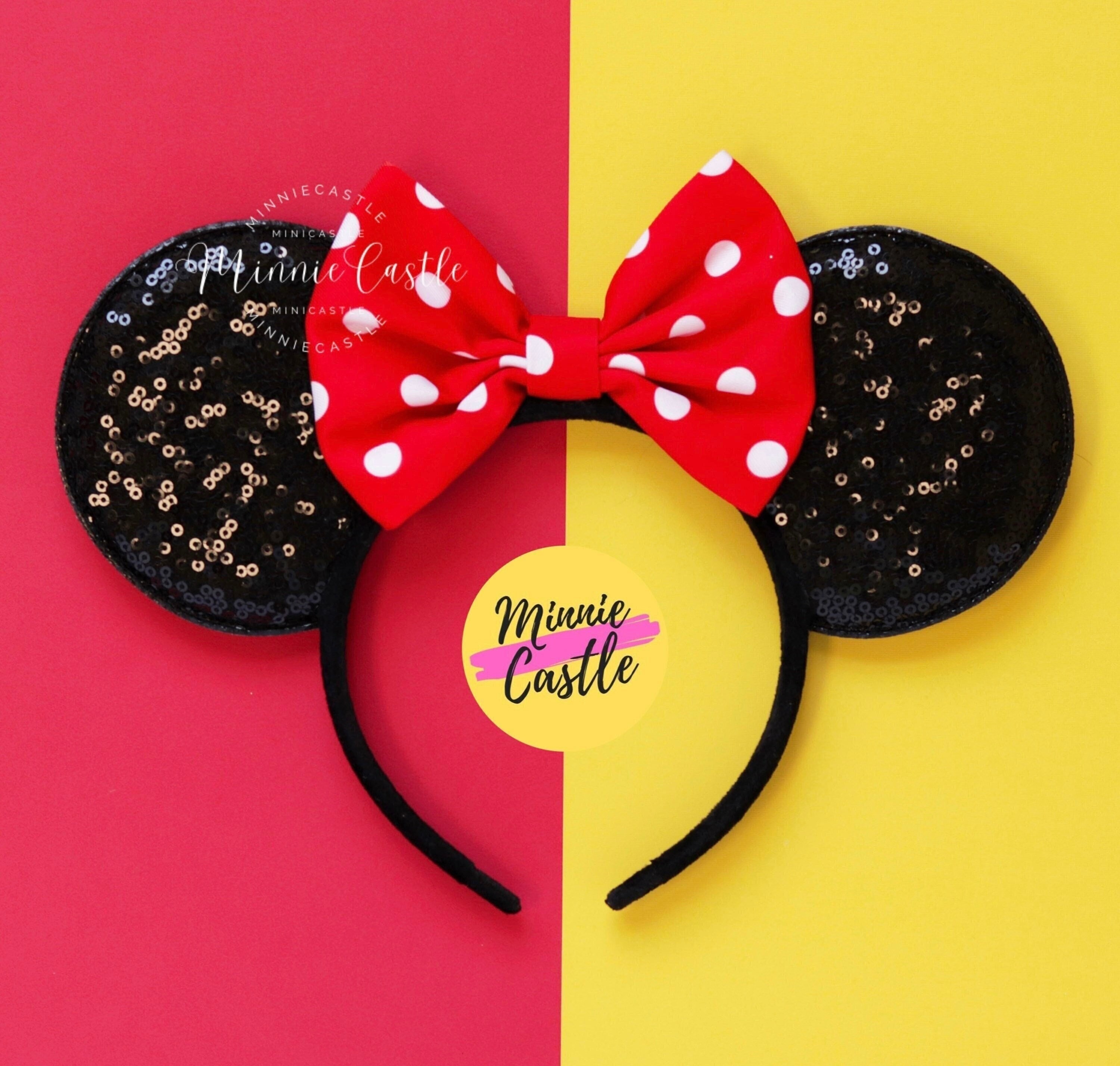 Mouse Ears Red White Polka Dot Cotton Bow Headband Mickey  display picture 3