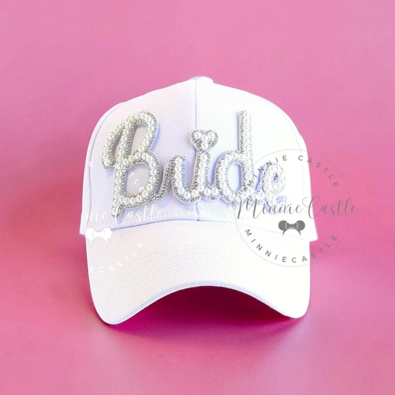 Bride Hat, Bride Baseball Hat, Bride Gift, White Pearl Bride Baseball Cap, Bridal Party Hats, Bachelorette Party Hat, Bridal shower gift