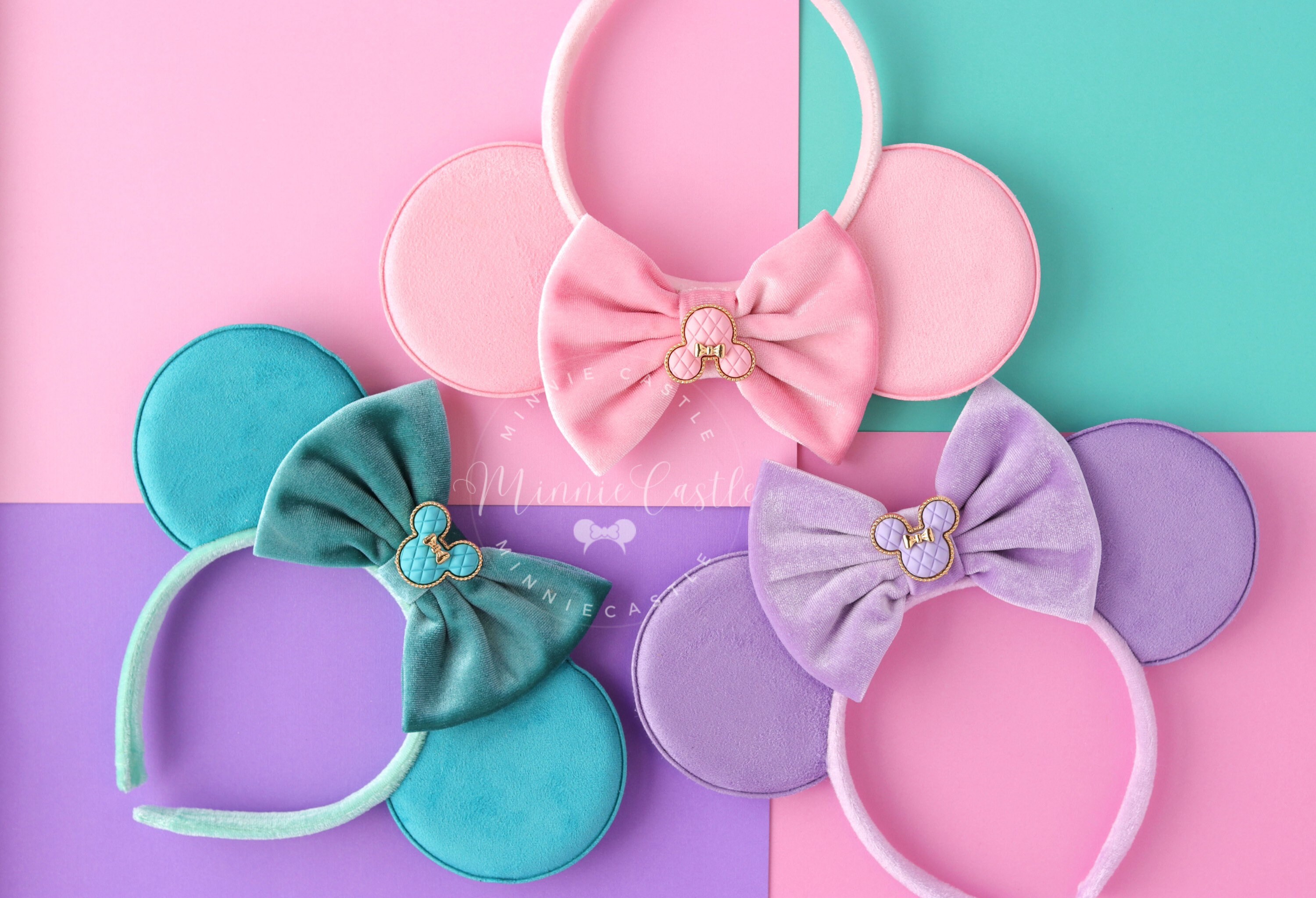Lavender Mouse Ears, Mickey Ears Head Band, Lilac Velvet Bow  display picture 1