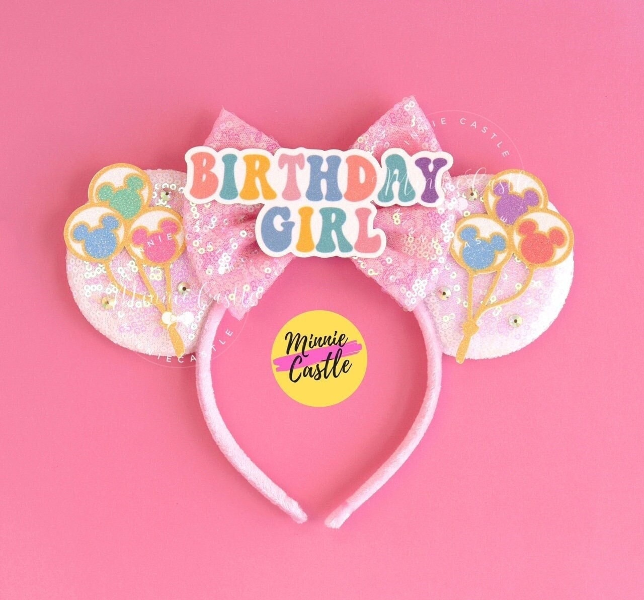 Birthday Girl Mickey ears, Balloons Mouse Ears, Minnie ears, Birthday ears, Birthday Mickey ears, Birthday Minnie Ears, Mouse ears headband