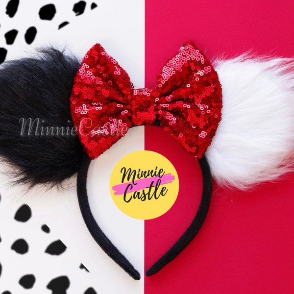 Cruellas Ears, Cruellas Mickey Ears, Villain Mouse Ears,  Mickey Ears, Minnie Ears, Mouse Ears Headband, Mickey Ears, Characters Ears