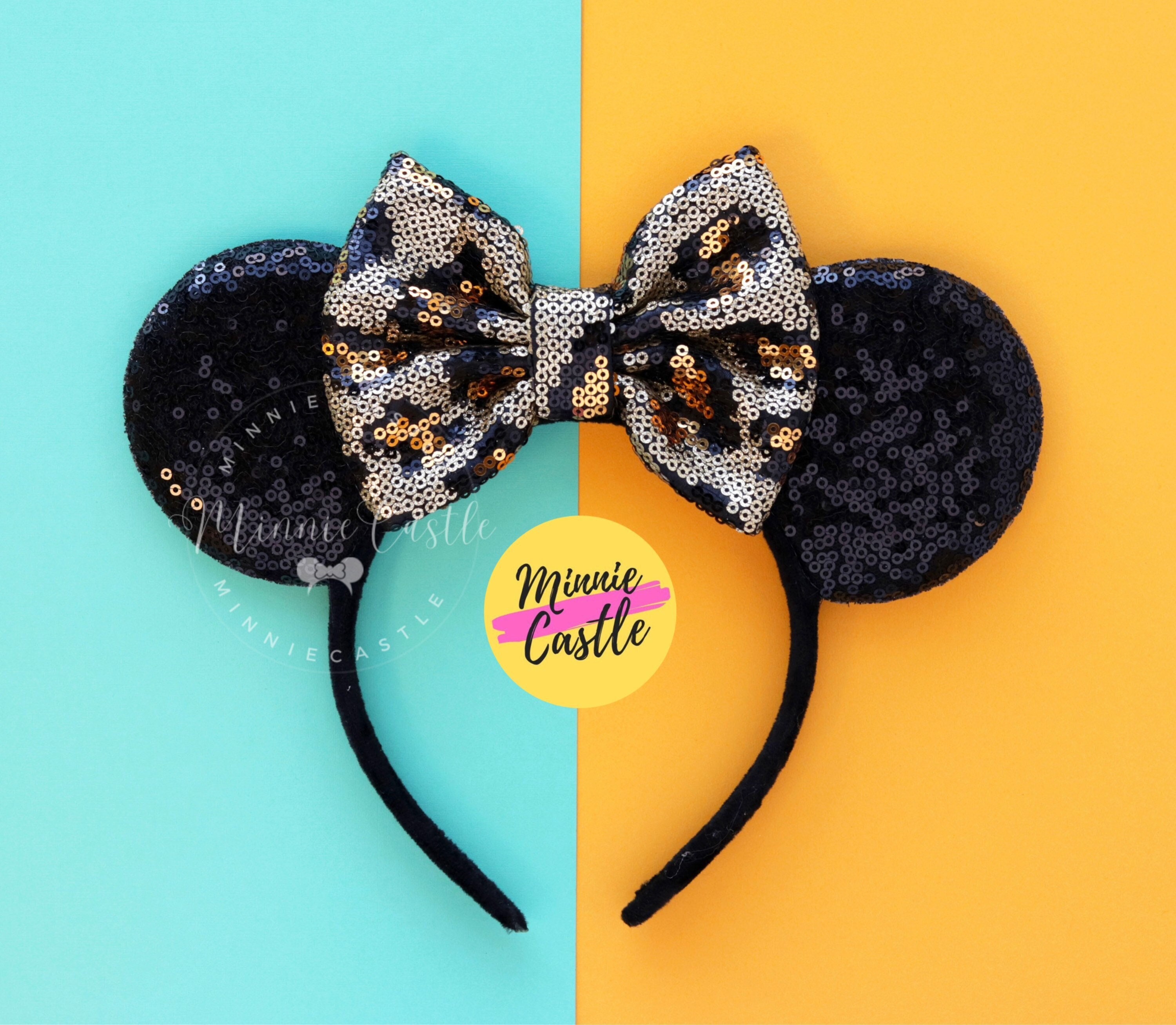 Mouse Ears Sequin Cheetah Leopard Bow Headband Mickey Minnie  display picture 2