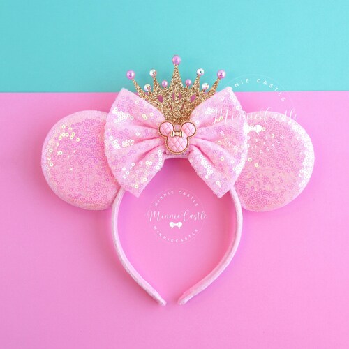 Pink Mickey Ears With Gold Crown, Mickey Ears, Minnie Ears  display picture 3
