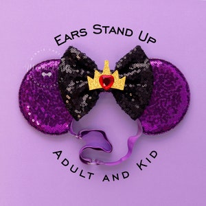 Evil Mouse Ears, Mickey ears Halloween, Minnie Ears for adults and kids, Villain Mickey ears with Elastic Headband, Characters Ears