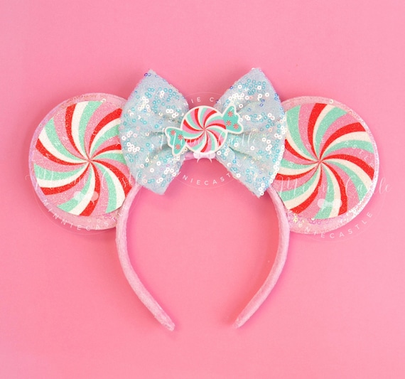 Pink & Mint Peppermint Ears, Christmas Mickey Ears  display picture 1