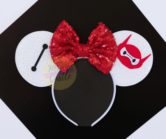 Minnie Ears, Women Adults Minnie Ears With Elastic Headband, Mickey Ears,  Mickey Ears With Stretch Band, No Headache Headband, Black and Red 
