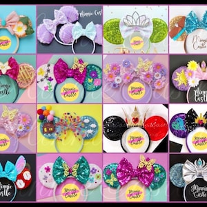 Princess Mouse Ears, Costume Mickey Ears, Characters Minnie Ears Headband for Kids and Adults, Birthday Gifts for Her, Characters Ears