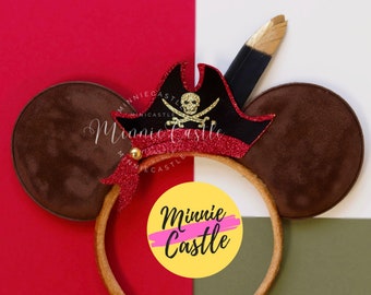 Pirates Ears, Pirates Mickey Ears, Boy Mickey Ears, Caribbean Mouse Ears, Minnie Ears, Captain Hook Mickey Ears, Mouse Ears Headband