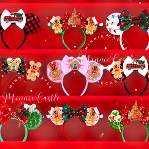 Mickey Christmas Ears, Holiday Minnie Headband, Gingerbread Mouse Ears, Buffalo Plaid, Christmas Lights Accessories, Gift for Kids Adults