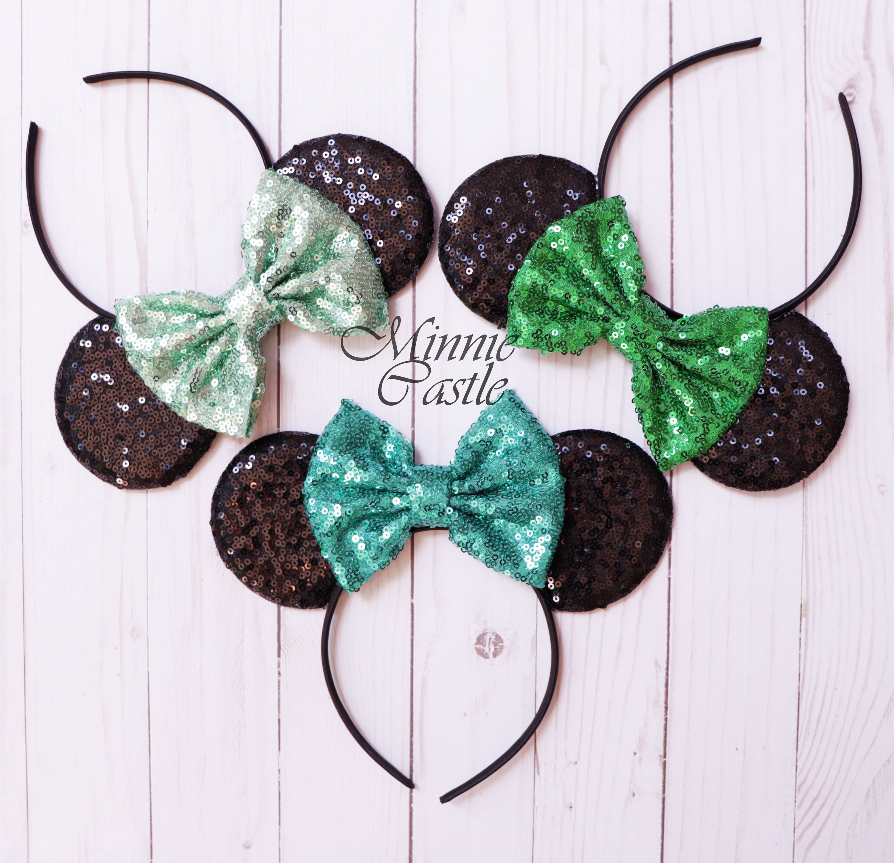 Disney Parks Minnie Ears Exclusive Rare Green Sequin Bow Headband Rare Collection Green Sequin Bow Exclusive Disney-Parks  main image 3