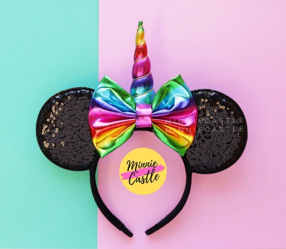 Mouse Ears Unicorn Headband Mickey Minnie Rainbow Horn Ears  display picture 3